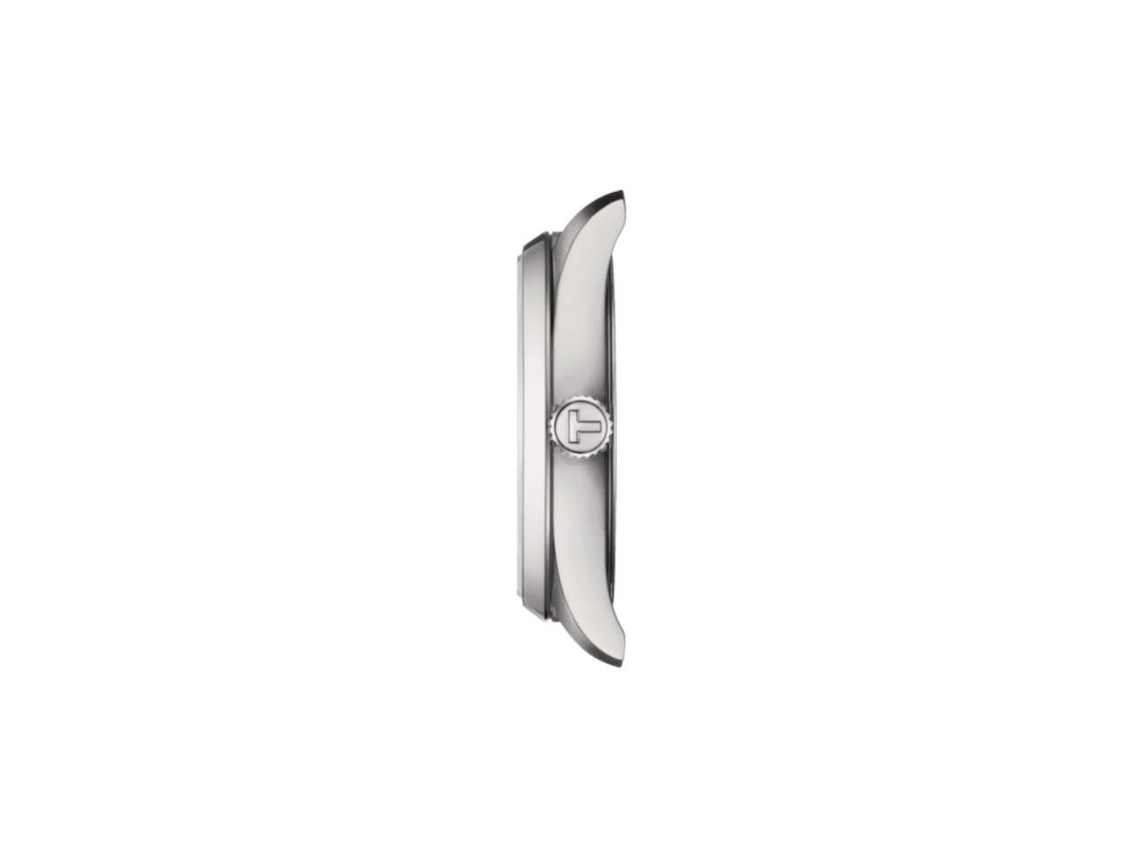 Tissot PR 100 Quarz Edelstahl 34mm dunkelblaues Zifferblatt Metallband – Damenuhren Uhr mit Datum aus Edelstahl. Das Gehäuse ist rund und silber. Das Edelstahlarmband ist silber. Das Zifferblatt ist ein Index in blau. – Ansicht 2