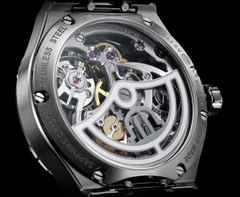Maurice Lacroix Aikon Skeleton Automatik Edelstahl 45mm skelettiertes Zifferblatt schwarzes Lederband – Herrenuhren Uhr ohne Datum aus Edelstahl. Das Gehäuse ist rund und silber. Das Lederarmband Kroko / Alligator ist schwarz. Das Zifferblatt ist ein Index in schwarz. – Ansicht 2