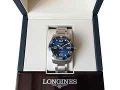 Longines HydroConquest Automatik Edelstahl 39mm blaues Zifferblatt Metallband L37804966 Full Set Occasion – Herrenuhren Uhr mit Datum aus Edelstahl und Keramik. Das Gehäuse ist rund und silber. Das Edelstahlarmband ist silber. Das Zifferblatt ist arabisch Index und blau. – Ansicht 3