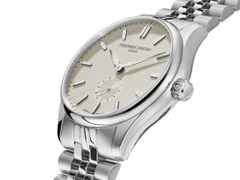 Frederique Constant Classics Automatik Edelstahl 39mm beiges Zifferblatt Metallband – Herrenuhren Uhr ohne Datum aus Edelstahl. Das Gehäuse ist rund und silber. Das Edelstahlarmband ist silber. Das Zifferblatt ist ein Index in beige. – Ansicht 3