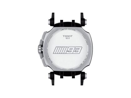 Tissot T-Race MotoGP               2020 / 2021 Chronograph Limited Edition Marc Marquez Quarz – Herrenuhren Chronograph aus Edelstahl und PVD beschichtet. Das Gehäuse ist rund und schwarz. Das Lederarmband ist schwarz. Das Zifferblatt ist ein Index in schwarz. – Ansicht 5