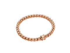 Fope Eka Flex'It Armband   schmal Roségold 1 Ronde mit Brillanten 0,17ct M flexibel – Armschmuck Armband aus 750 Rotgold.
