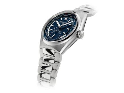 Frederique Constant Highlife Worldtimer Manufacture Automatik Edelstahl 41mm blaues Zifferblatt Metallband – Herrenuhren Uhr mit Datum aus Edelstahl. Das Gehäuse ist rund und silber. Das Edelstahlarmband ist silber. Das Zifferblatt ist ein Index in blau. – Ansicht 3