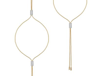 Fope Aria  doppelseitiges Y-Collier Gelbgold 90cm längenverstellbar mit Brillanten 2,11ct – Halsschmuck Collier aus 750 Gelbgold, 750 Weißgold und und .