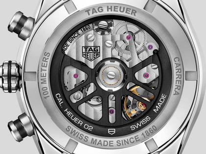 TAG Heuer Carrera Chronograph Automatik Edelstahl 44mm blaues Zifferblatt Metallband – Herrenuhren Chronograph aus Edelstahl und Keramik. Das Gehäuse ist rund und silber. Das Edelstahlarmband ist silber. Das Zifferblatt ist ein Index in blau. – Ansicht 2