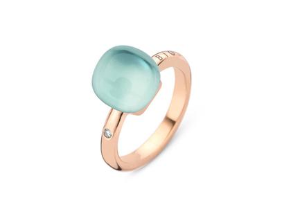 Bigli Mini Sweety "Agate Mist" Ring Roségold Gr. M mit Brillant 0,020ct – Ringe Ring mit Besatz aus 750 Rotgold.