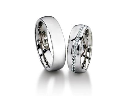 Furrer Jacot Trauring Paar Nr. 34 Weißgold – Ringe Trauring mit Besatz aus 750 Weißgold.