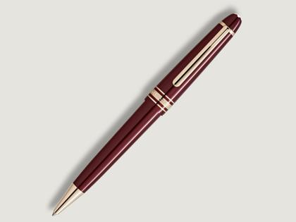 Montblanc Meisterstück Burgundy Red Midsize Kugelschreiber rotes Edelharz vergoldet – Schreibgeräte Kugelschreiber in rot und aus Edelharz und vergoldet. – Ansicht 2