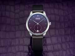 Union Glashütte 1893 Johannes Dürrstein Edition Kleine Sekunde Automatik Edelstahl 34mm violettes Zifferblatt graues Lederband – Damenuhren Uhr mit Datum aus Edelstahl und Leder. Das Gehäuse ist rund und silber. Das Lederarmband ist grau. Das Zifferblatt ist ein Index in lila. – Ansicht 6