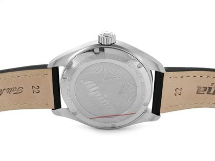Juwelier Roller Alpiner Regulateur Automatik Edelstahl 45mm schwarz AL-650BBS5E6 Full Set mit Garantie Occasion Neu – Herrenuhren Uhr ohne Datum aus Edelstahl. Das Gehäuse ist rund und silber. Das Lederarmband ist schwarz. Das Zifferblatt ist arabisch Index und schwarz. – Ansicht 2