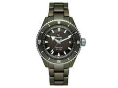 Rado Captain Cook  Diver Keramik olivgrün Keramikband – Herrenuhren Uhr mit Datum aus Keramik. Das Gehäuse ist rund und grün. Das Keramikarmband ist grün. Das Zifferblatt ist ein Index in grün.