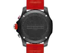 Breitling Endurance Pro 44 Chronograph Quarz Breitlight schwarzes Zifferblatt rotes Kautschukband – Herrenuhren Chronograph aus Sonstiges. Das Gehäuse ist rund und schwarz. Das Kautschuk / Kunststoff / Silikon Armband ist rot. Das Zifferblatt ist arabisch und schwarz. – Ansicht 2