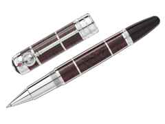 Montblanc Writers Edition                 2021: Limited Edition Sir Arthur Conan Doyle Rollerball 1902 – Schreibgeräte Rollerball in braun und aus 750 Gelbgold, Edelharz und Ruthenium.