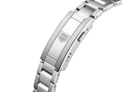 TAG Heuer Aquaracer Professional 200 Solargraph Quarz Edelstahl 34mm türkises Zifferblatt Metallband – Damenuhren Uhr mit Datum aus Edelstahl. Das Gehäuse ist rund und silber. Das Edelstahlarmband ist silber. Das Zifferblatt ist ein Index in türkis. – Ansicht 4