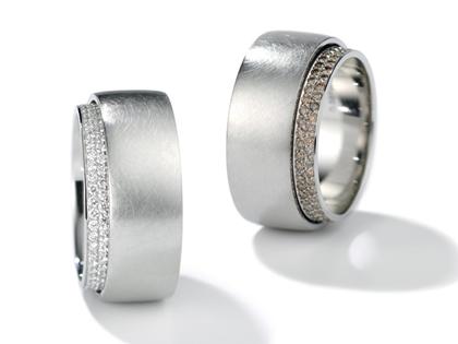 Henrich & Denzel Tenda Platin Damenring 2fach mit Brillanten – Ringe Ring mit Besatz aus 950 Platin.