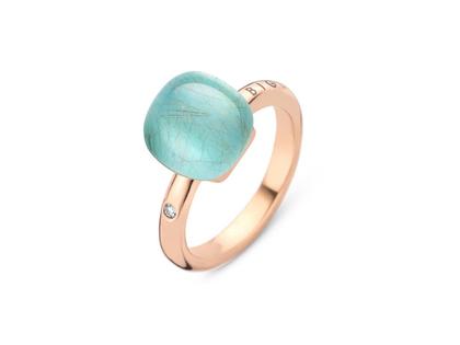 Bigli Mini Sweety "Arctic Ocean" Ring Roségold mit Brillant 0,020ct – Ringe Ring mit Besatz aus 750 Rotgold.