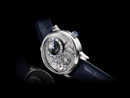 Glashütte Original Senator Chronometer Tourbillon Handaufzug Platin 42mm anthrazitfarbenes Zifferblatt blaues Lederband Limitierte Edition – Herrenuhren Uhr ohne Datum aus 950 Platin. Das Gehäuse ist rund und silber. Das Lederarmband Kroko / Alligator ist blau. Das Zifferblatt ist ein Index in grau. – Ansicht 3