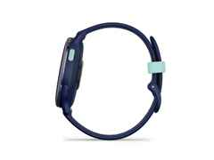 Garmin vívoactive 5 faserverstärktes Polymer marineblau 42mm marineblaues Kautschukband – Damenuhren Uhr Multifunktion aus eloxiertes Aluminium, Kautschuk, Kunststoff und PVD beschichtet. Das Gehäuse ist rund und blau. Das Kautschuk / Kunststoff / Silikon Armband ist blau. Der Zifferblatt ist digital. – Ansicht 4