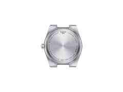 Tissot PRX Quarz Edelstahl 35mm rosafarbenes Zifferblatt Metallband – Damenuhren Uhr mit Datum aus Edelstahl. Das Gehäuse ist rund und silber. Das Edelstahlarmband ist silber. Das Zifferblatt ist ein Index in rosa. – Ansicht 3