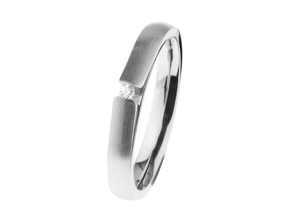 Ernstes Design R508 Damenring mit Brillant – Ringe Ring mit Besatz aus Edelstahl.