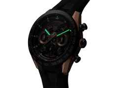 TAG Heuer Carrera Chronograph Extreme Sport Automatik Titan und Roségold 44mm skelettiertes Zifferblatt schwarzes Kautschukband – Herrenuhren Chronograph aus 750 Rotgold, Keramik und Titan. Das Gehäuse ist rund und roségold. Das Kautschuk / Kunststoff / Silikon Armband ist schwarz. Das Zifferblatt ist ein Index in schwarz. – Ansicht 3