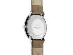 Junghans Max Bill Kleine Automatic Edelstahl 34mm silbernes Zifferblatt braunes Lederband – Damenuhren Uhr mit Datum aus Edelstahl. Das Gehäuse ist rund und silber. Das Lederarmband ist braun. Das Zifferblatt ist arabisch Index und silber. – Ansicht 3