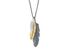 Heiring Feather Aktionsangebot 3 Federn mit Kette 70 cm Silber oxidiert – Halsschmuck Kette mit Anhänger aus 925 Silber und und rhodiniert.