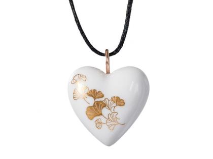 Meissen Anhänger Größe L Herz "Ginkgo" – Anhänger Anhänger ohne Besatz aus 750 Gelbgold.