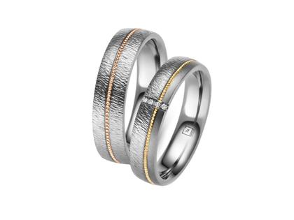 Tantalum Trauringpaar aus Tantal 6,0mm gewölbt mit Brillanten 0,020ct – Ringe Trauring mit Besatz aus 750 Gelbgold/Rotgold, Tantal und und .