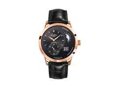 Glashütte Original PanoMaticLunar Automatik Rotgold 40mm schwarzes Zifferblatt schwarzes Lederband – Herrenuhren Uhr mit Datum aus 750 Rotgold. Das Gehäuse ist rund und roségold. Das Lederarmband Kroko / Alligator ist schwarz. Das Zifferblatt ist ein Index in schwarz.