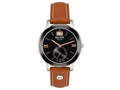 Bruno Söhnle Glashütte Facetta 1957 Damenuhr schwarz – Damenuhren Uhr mit Datum aus Edelstahl und IP beschichtet. Das Armband ist ein Lederarmband. Der Zifferblatt ist römisch Index.
