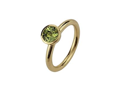 Georg Spreng Twiggy Ring Gelbgold mit grünem Peridot 0,950ct – Ringe Ring mit Besatz aus 750 Gelbgold.