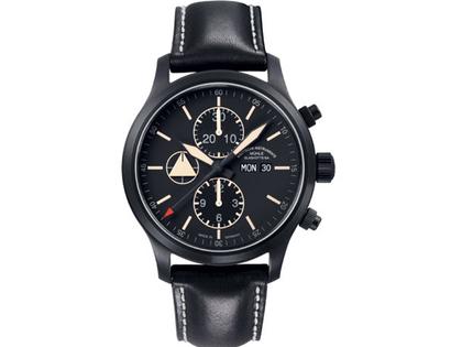 Mühle Glashütte Terranaut I Trail Chronograph schwarz – Herrenuhren Chronograph aus Edelstahl und PVD beschichtet. Das Armband ist ein Lederarmband. Der Zifferblatt ist ein Index.
