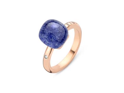 Bigli Mini Sweety "Pure Sodalite" Ring Roségold mit Brillant 0,020ct – Ringe Ring mit Besatz aus 750 Rotgold.
