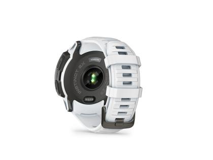 Garmin Instinct 2X Solar faserverstärktes Polymer steinweiß 50 mm Kautschukband steinweiß – Damenuhren Uhr Multifunktion aus Kautschuk und Kunststoff. Das Gehäuse ist rund und weiß. Das Kautschuk / Kunststoff / Silikon Armband ist weiß. Das Zifferblatt ist digital und schwarz. – Ansicht 4