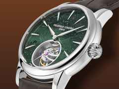 Frederique Constant Manufacture Classic Tourbillon Automatik Edelstahl 39mm grünes Zifferblatt braunes Lederband limitiert – Herrenuhren Uhr ohne Datum aus Edelstahl und Leder. Das Gehäuse ist rund und silber. Das Lederarmband Kroko / Alligator ist braun. Das Zifferblatt ist ein Index in grün. – Ansicht 5