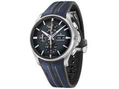 Junghans Meister S Chronoscope Automatik Edelstahl 45mm blaues Zifferblatt blaues Kautschukband – Herrenuhren Chronograph aus Edelstahl, Kautschuk und Leder. Das Gehäuse ist rund und silber. Das Kautschuk / Kunststoff / Silikon Armband ist schwarz. Das Zifferblatt ist ein Index in blau.