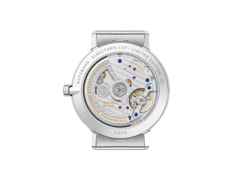 Nomos Glashütte Autobahn neomatik Automatik 41 mm Datum Director's Cut Limited Edition A7 – Herrenuhren Uhr mit Datum aus Edelstahl. Das Gehäuse ist rund und silber. Das Edelstahlarmband ist silber. Das Zifferblatt ist arabisch Index und blau. – Ansicht 5
