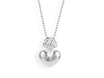 Drachenfels Design Rosenregen Anhänger Rose und Herz Silber – Anhänger Anhänger ohne Besatz aus 925 Silber.