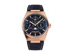 Frederique Constant Highlife Perpetual Calendar Manufacture Automatik Roségold 41mm blaues Zifferblatt Lederband – Herrenuhren Uhr mit Kalender aus 750 Rotgold. Das Gehäuse ist rund und roségold. Das Lederarmband Kroko / Alligator ist blau. Das Zifferblatt ist ein Index in blau.