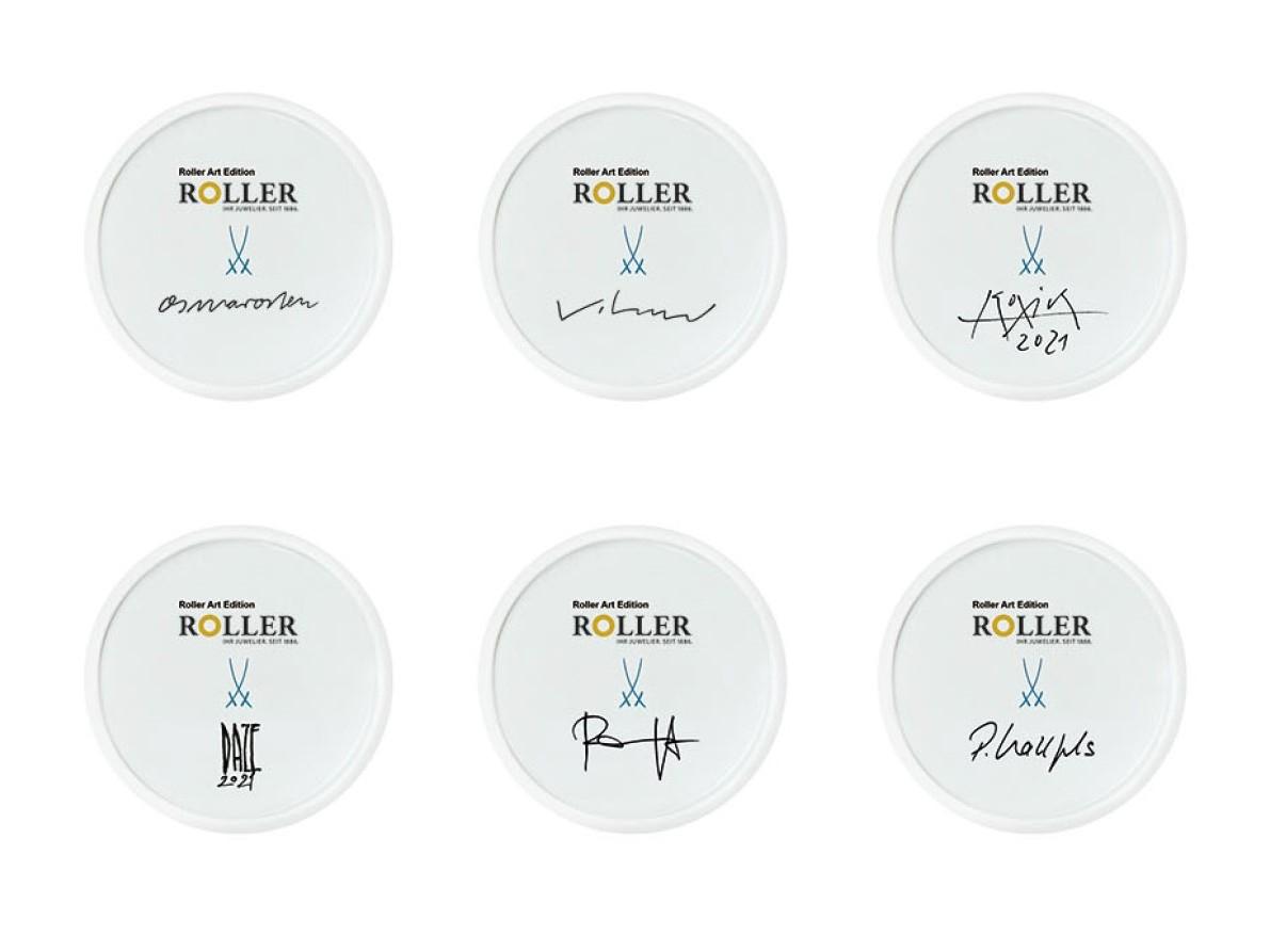 Meissen MUG Henkelbecher Juwelier Roller Art Edition "Osmar Osten, Kein Herz - Kein Infarkt" – Porzellanwaren Tafelporzellan in weiß und aus Porzellan und vergoldet. – Ansicht 5