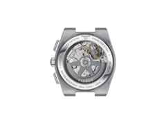 Tissot PRX Chronograph Automatik Edelstahl 42mm grünes Zifferblatt Metallband – Herrenuhren Chronograph aus Edelstahl. Das Gehäuse ist rund und silber. Das Edelstahlarmband ist silber. Das Zifferblatt ist ein Index in grün. – Ansicht 3