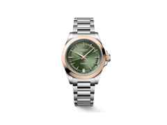 Longines Conquest Automatik Edelstahl 34mm grünes Zifferblatt Metallband – Damenuhren Uhr mit Datum aus 750 Rotgold und Edelstahl. Das Gehäuse ist rund und silber. Das Edelstahlarmband ist silber. Das Zifferblatt ist ein Index in grün.