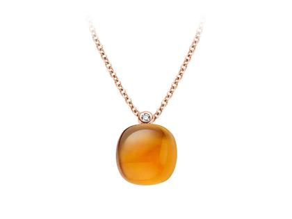 Bigli Mini Sweety "Madeira Glow" Anhänger Roségold Gr. M mit Brillant 0,020ct – Halsschmuck Kette mit Anhänger aus 750 Rotgold.