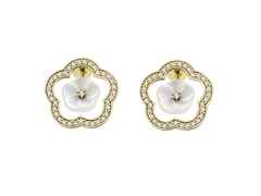 Meissen 1739 Royal Blossom Frame Ohrstecker Gelbgold mit Brillanten 0,700ct – Ohrschmuck Ohrstecker aus 750 Gelbgold, Porzellan und und .