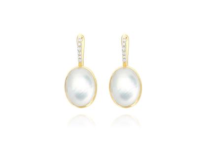 Nanis Nanis Boules DolceVita Medium Ohrhänger Gelbgold mit Perlmutt und Brillanten – Ohrschmuck Ohrhänger aus 750 Gelbgold.