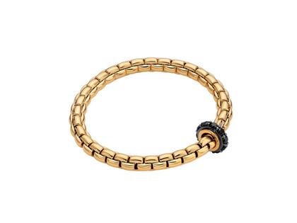 Fope Eka Flex'It Men  Armband  mittel Gelbgold M 1 Ronde mit Brillanten 1,480ct schwarz flexibel – Armschmuck Armband aus 750 Gelbgold, 750 Weißgold und und rhodiniert.
