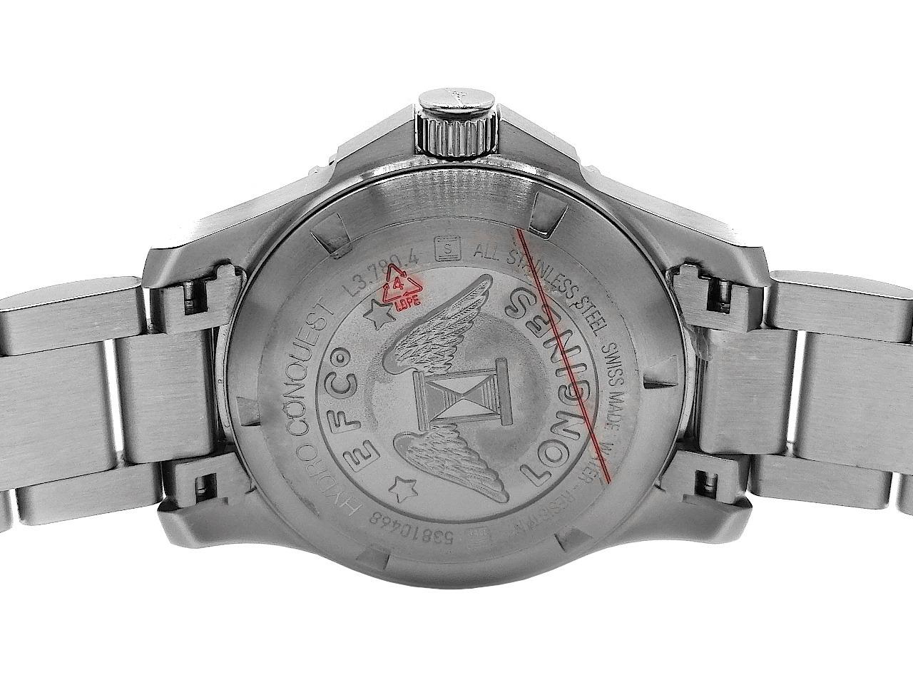Longines HydroConquest Automatik Edelstahl 39mm blaues Zifferblatt Metallband L37804966 Full Set Occasion – Herrenuhren Uhr mit Datum aus Edelstahl und Keramik. Das Gehäuse ist rund und silber. Das Edelstahlarmband ist silber. Das Zifferblatt ist arabisch Index und blau. – Ansicht 2