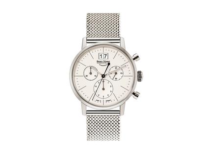 Bruno Söhnle Glashütte Stuttgart   Chrono Small Edelstahl silber Edelstahlband – Damenuhren Chronograph aus Edelstahl. Das Gehäuse ist rund und silber. Das Edelstahlarmband ist silber. Das Zifferblatt ist ein Index in silber.