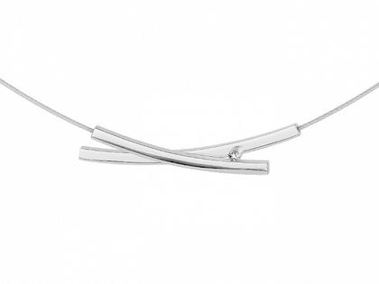 Ernstes Design K802 Collier mit Brillant – Anhänger Anhänger mit Besatz aus Edelstahl.